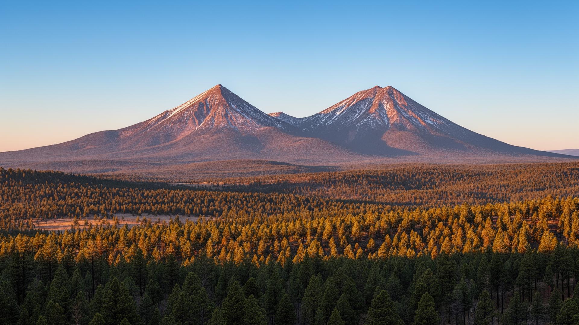 Pine forest near Flagstaff with the San Francisco Peaks in the distance