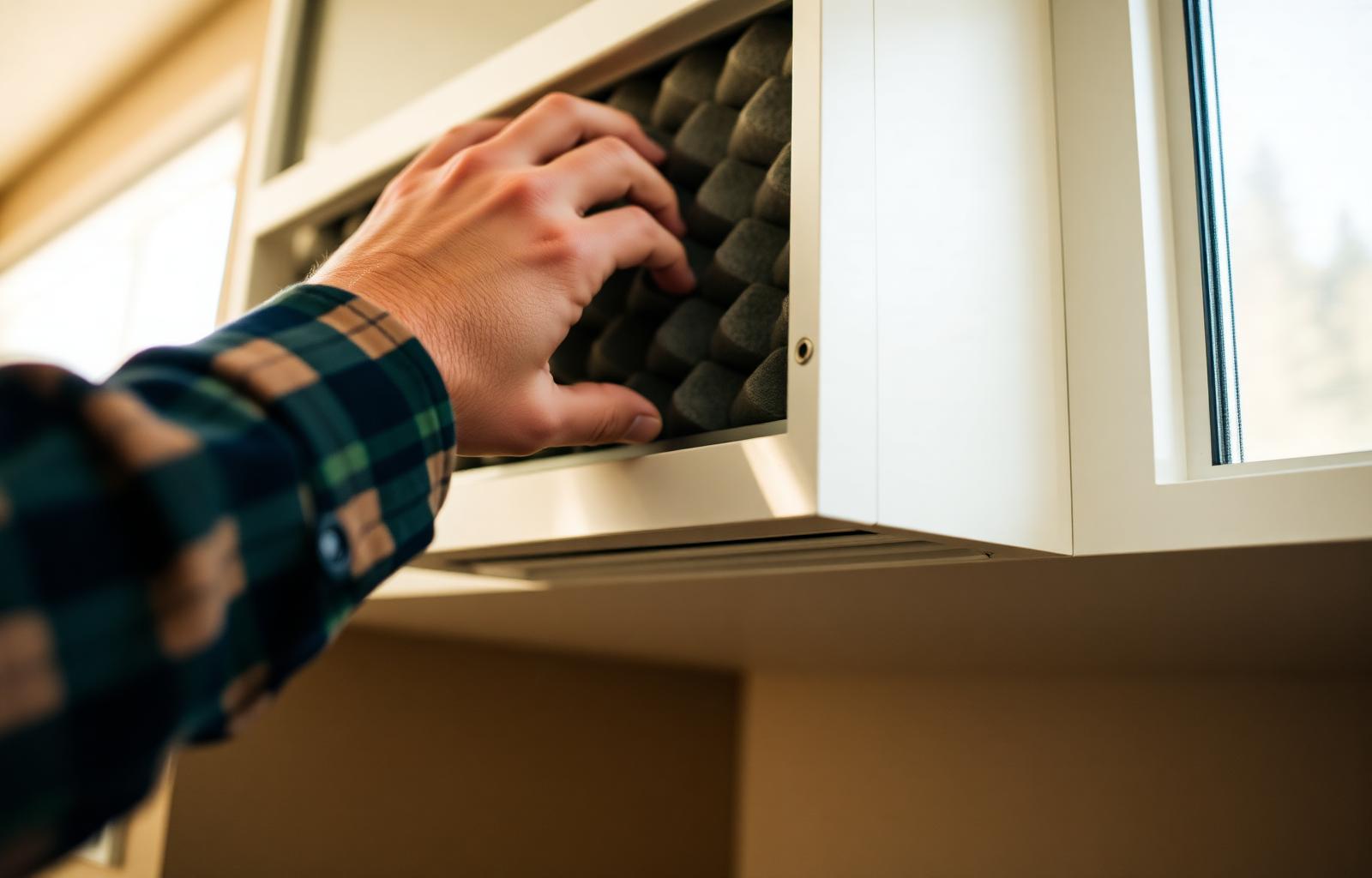 Highline technician swapping an HVAC filter inside a Northern Arizona home